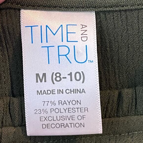 Time and Tru Blouse Boho Gauze Lace Pullover Olive Green Women’s Size Medium - Picture 11 of 13